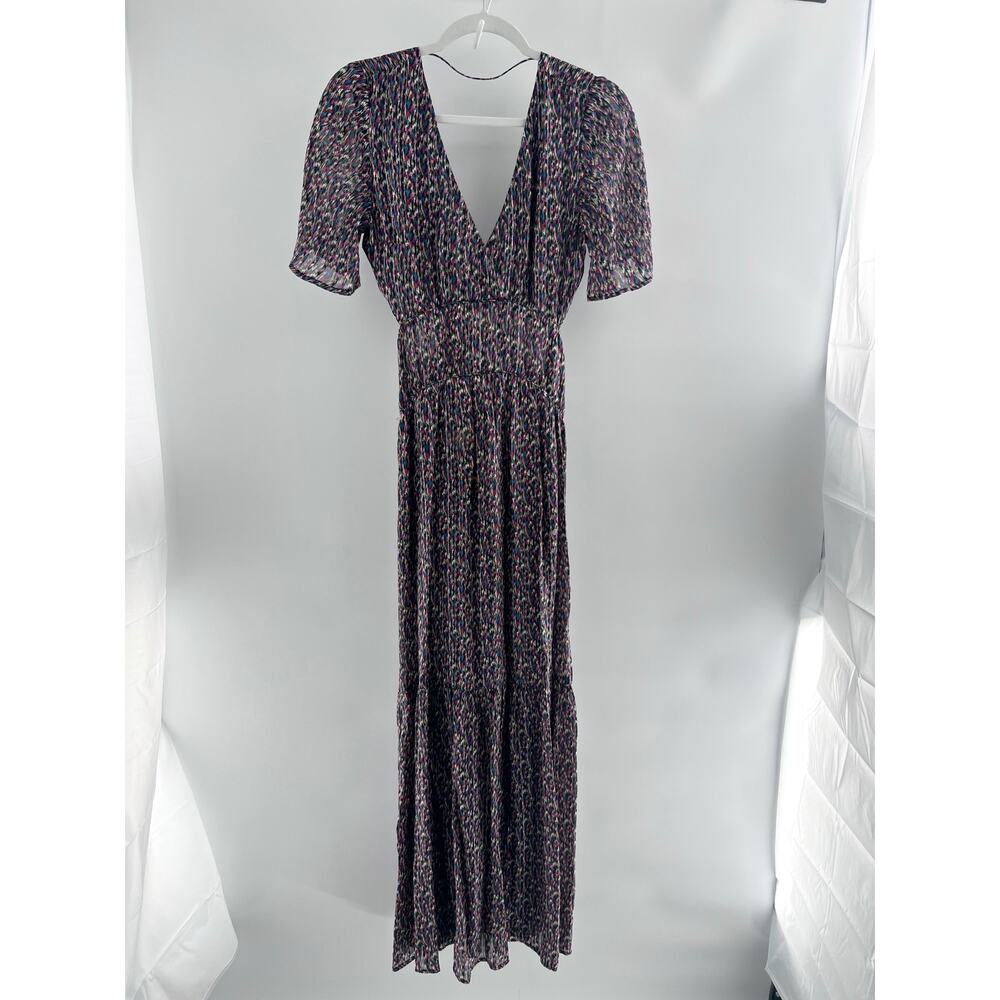 Ba&Sh Metalic Thread Flutter Sleeve Cut Out Tiered Maxi Dress Multicolor 0 / XS - Picture 3 of 7